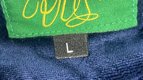 Navy Velour Track Jacket With Striped Ribbed Trim — warehouse QC photo 1