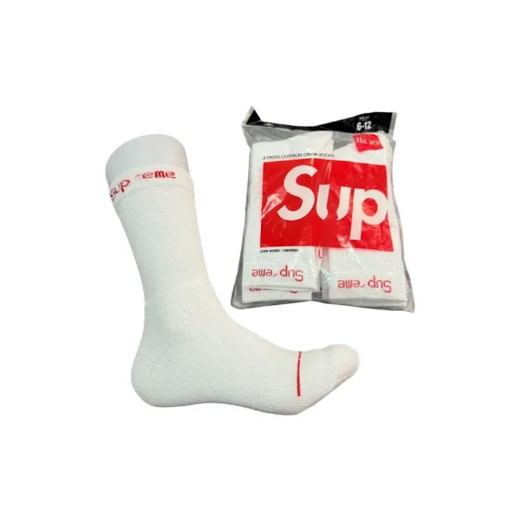 White Ribbed Cushion Crew Socks 4-Pack — merchant catalogue photo