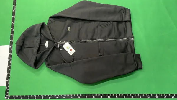 Light Grey Full Zip Hooded Sweatshirt — warehouse QC photo 2
