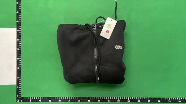 Light Grey Full Zip Hooded Sweatshirt — warehouse QC photo 4