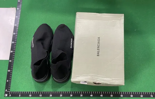 Black Knit Sock Sneakers With Sculpted Sole (#2) — warehouse QC photo 1