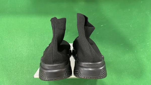 Black Knit Sock Sneakers With Sculpted Sole (#2) — warehouse QC photo 3