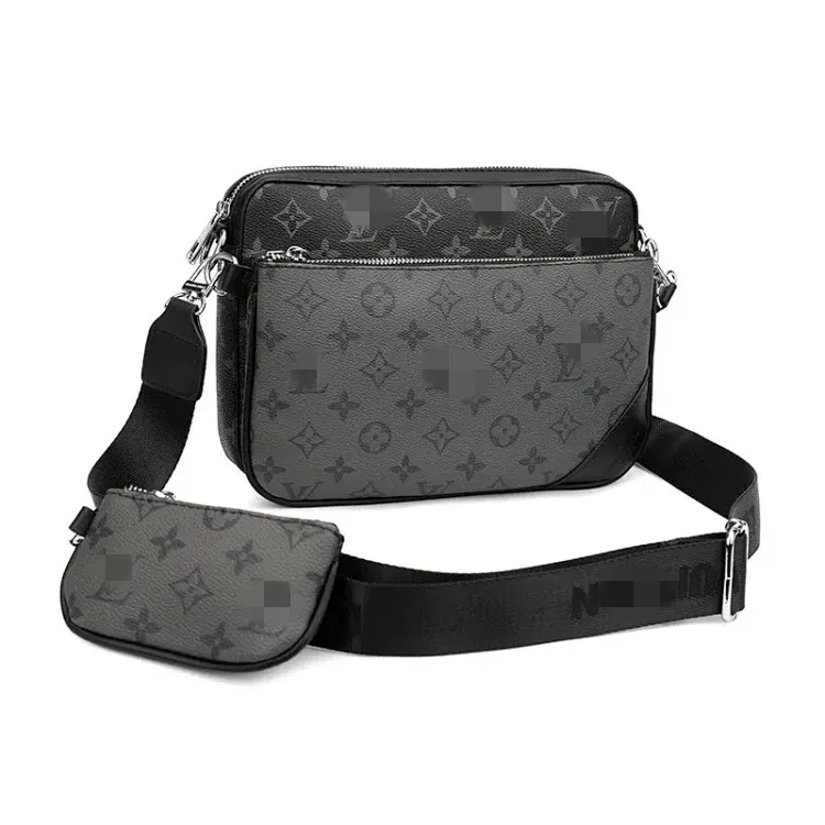 Grey Monogram Crossbody Bag With Pouch — merchant catalogue photo