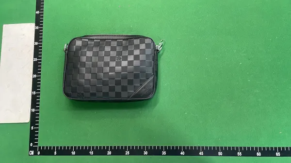 Grey Monogram Crossbody Bag With Pouch — warehouse QC photo 4