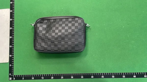 Grey Monogram Crossbody Bag With Pouch — warehouse QC photo 5