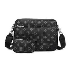 Grey Monogram Messenger Bag With Front Pouch — merchant catalogue photo