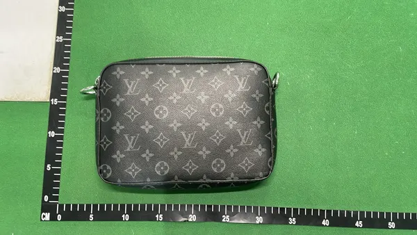 Grey Monogram Messenger Bag With Front Pouch — warehouse QC photo 1