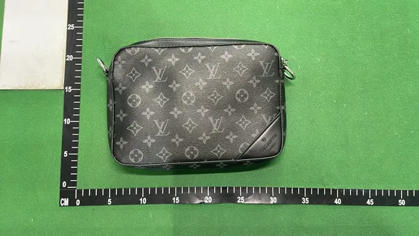 Grey Monogram Messenger Bag With Front Pouch — warehouse QC photo 2