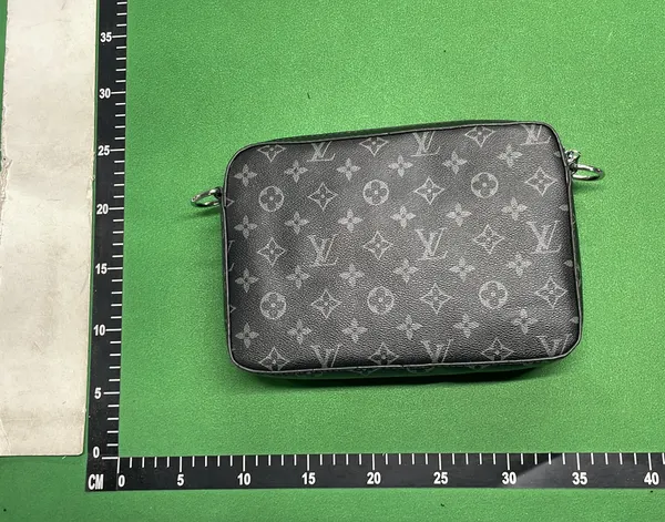 Grey Monogram Messenger Bag With Front Pouch — warehouse QC photo 5