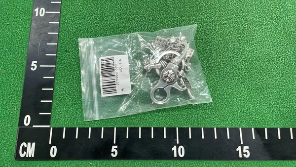 Silver Cross Charm Keychain With Curb Chain — warehouse QC photo 1