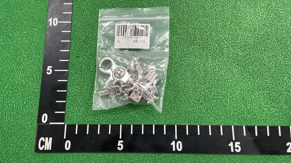 Silver Cross Charm Keychain With Curb Chain — warehouse QC photo 2
