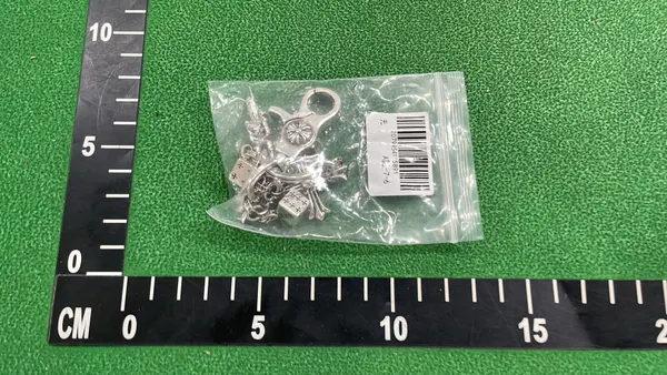 Silver Cross Charm Keychain With Curb Chain — warehouse QC photo 3