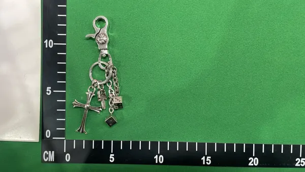 Silver Cross Charm Keychain With Curb Chain — warehouse QC photo 6
