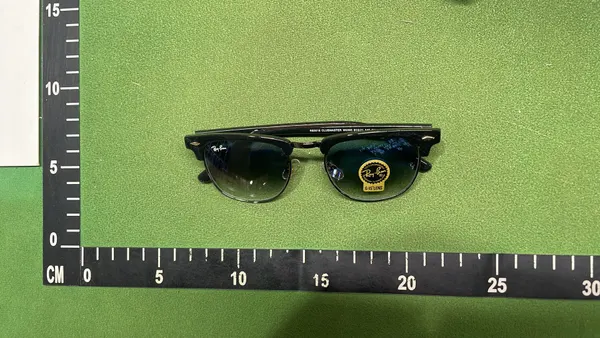 Black Gold Browline Sunglasses With Dark Lenses — warehouse QC photo 1