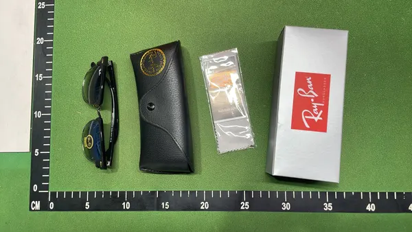 Black Gold Browline Sunglasses With Dark Lenses — warehouse QC photo 3