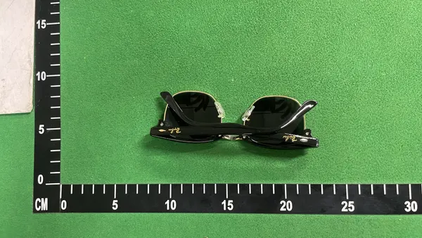 Black Gold Browline Sunglasses With Dark Lenses — warehouse QC photo 5