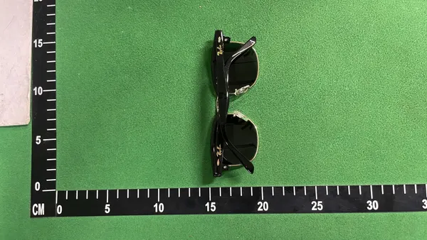 Black Gold Browline Sunglasses With Dark Lenses — warehouse QC photo 6