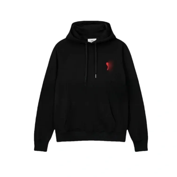 Black Hoodie With Red Embroidered Heart Motif — merchant catalogue photo