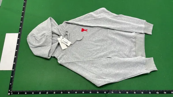 Black Hoodie With Red Embroidered Heart Motif — warehouse QC photo 2