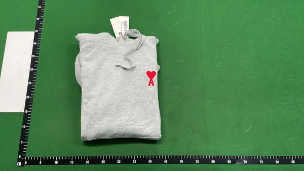 Black Hoodie With Red Embroidered Heart Motif — warehouse QC photo 4