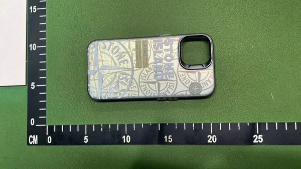 Light Blue Graphic Print Phone Case — warehouse QC photo 1