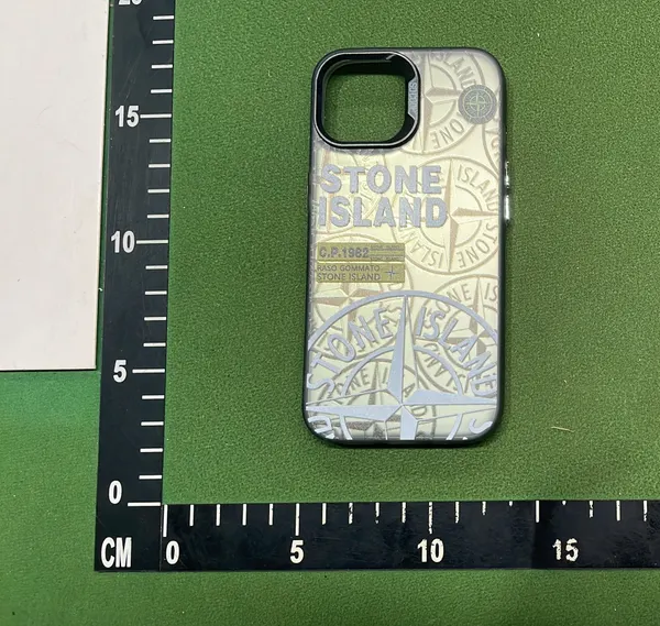 Light Blue Graphic Print Phone Case — warehouse QC photo 3