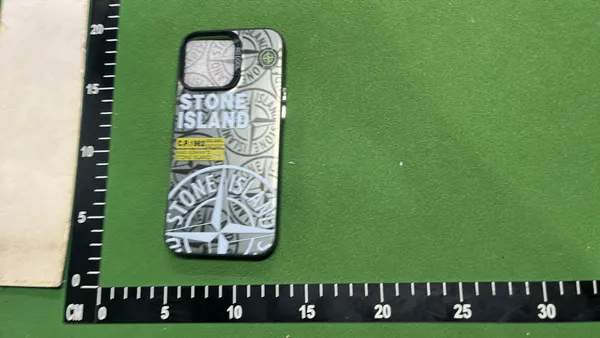 Light Blue Graphic Print Phone Case — warehouse QC photo 4