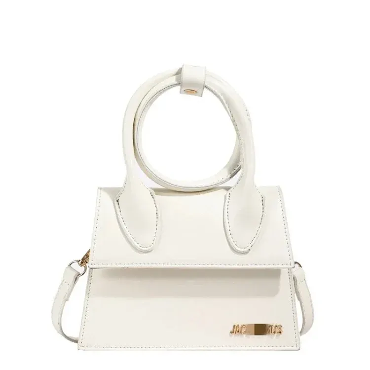 White Mini Top-Handle Bag With Round Handle — merchant catalogue photo