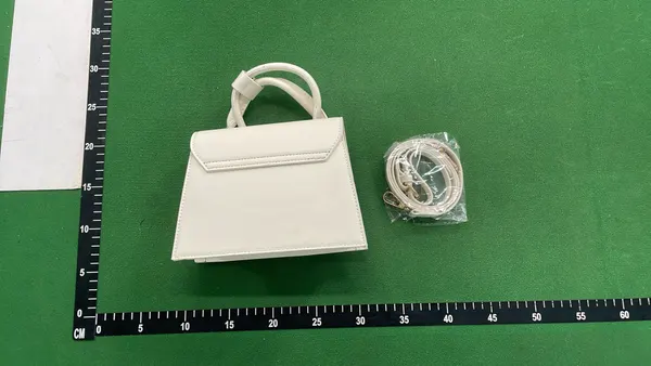 White Mini Top-Handle Bag With Round Handle — warehouse QC photo 3