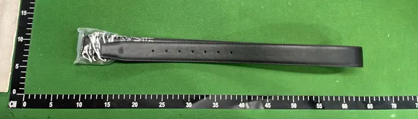 Black Leather Belt With Ornate Silver Buckle — warehouse QC photo 2