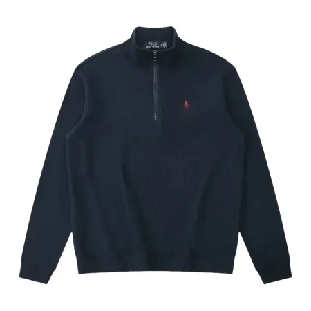 White Quarter-Zip Funnel Neck Sweatshirt — merchant catalogue photo