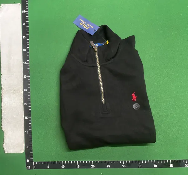 White Quarter-Zip Funnel Neck Sweatshirt — warehouse QC photo 4
