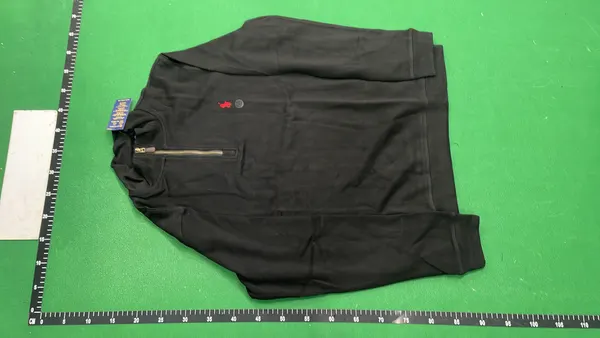 White Quarter-Zip Funnel Neck Sweatshirt — warehouse QC photo 6