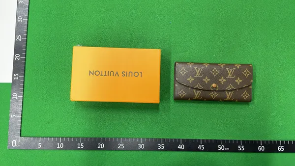 Brown Monogram Print Long Envelope Wallet — warehouse QC photo 1