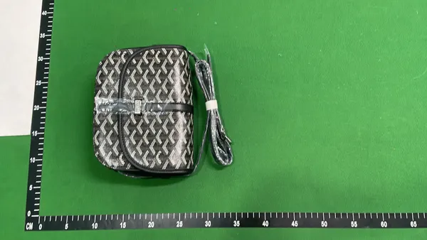 Dark Green Chevron Print Flap Messenger Bag — warehouse QC photo 1