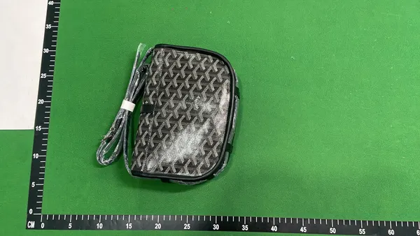 Dark Green Chevron Print Flap Messenger Bag — warehouse QC photo 2