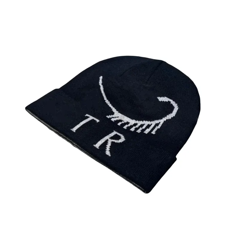 Black Jacquard Knit Cuffed Beanie — merchant catalogue photo