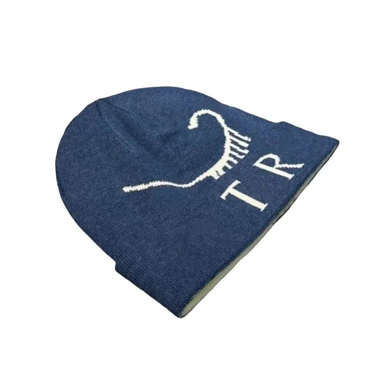 Black Jacquard Knit Cuffed Beanie (Khaki) — merchant catalogue photo