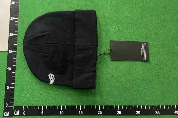 Black Jacquard Knit Cuffed Beanie (Khaki) — warehouse QC photo 2