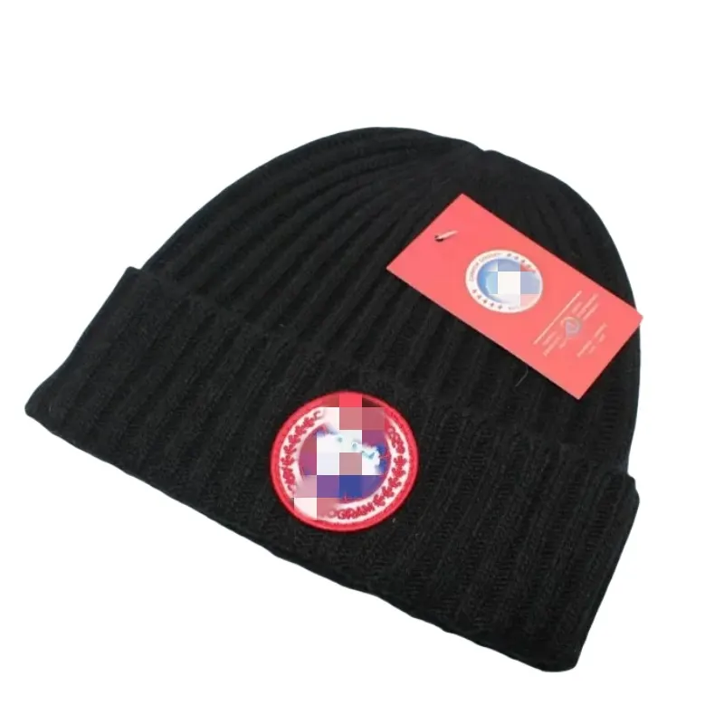 Black Ribbed Knit Beanie With Circular Patch — merchant catalogue photo