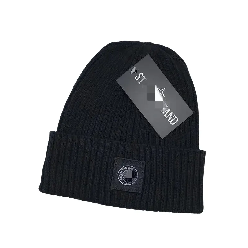 Black Ribbed Beanie With Square Woven Patch — merchant catalogue photo
