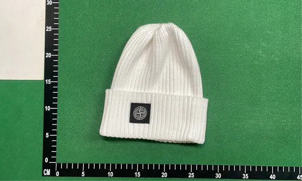 Black Ribbed Beanie With Square Woven Patch (Grey) — warehouse QC photo 1