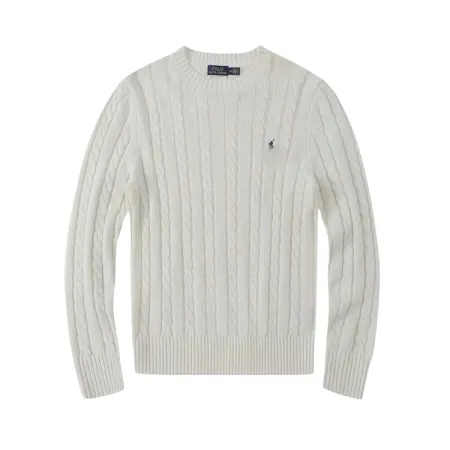 Cream Cable Knit Crewneck Sweater — merchant catalogue photo