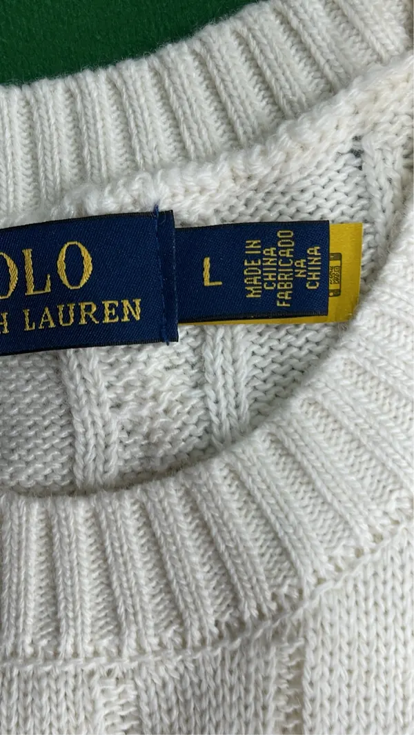 Cream Cable Knit Crewneck Sweater — warehouse QC photo 1