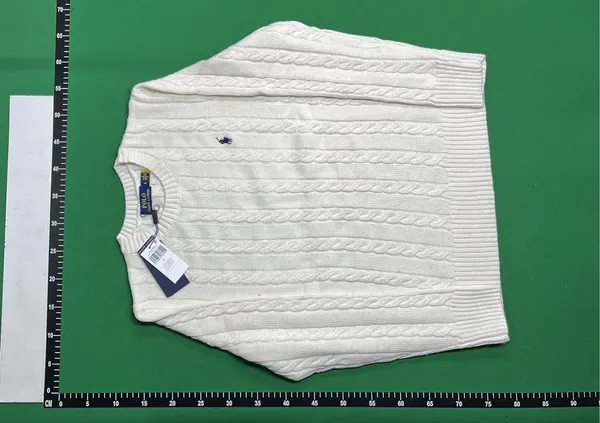 Cream Cable Knit Crewneck Sweater — warehouse QC photo 2