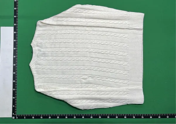 Cream Cable Knit Crewneck Sweater — warehouse QC photo 3