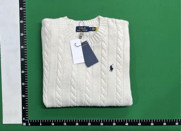 Cream Cable Knit Crewneck Sweater — warehouse QC photo 4