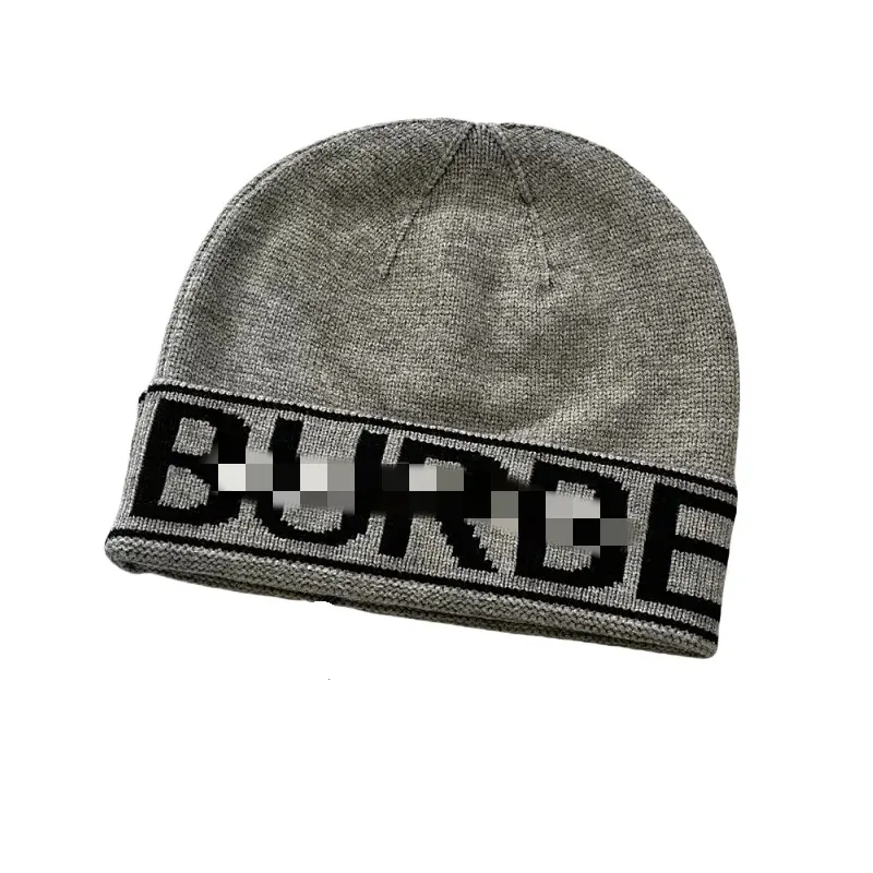 Knit Beanie With Jacquard Monogram Cuff Band (Grey) — merchant catalogue photo