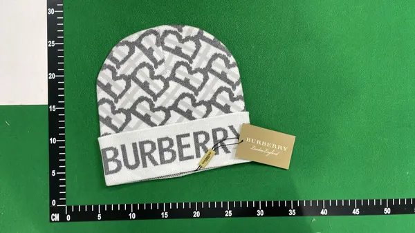 Monogram Jacquard Knit Beanie With Logo Cuff (Black) — warehouse QC photo 3