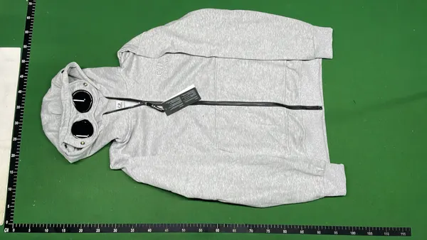 White Zip Hoodie With Twin Lens Hood — warehouse QC photo 2